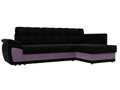 Угловой диван-кровать Нэстор прайм сиренево-черного цвета