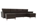 Угловой диван-кровать София темно-коричневого цвета (экокожа)