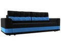 Прямой диван-кровать Честер черно-голубого цвета