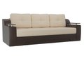 Прямой диван-кровать Сенатор бежево-коричневого цвета (экокожа)