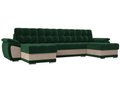 Угловой диван-кровать Нэстор бежево-зеленого цвета