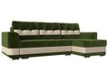 Угловой диван-кровать Честер зеленого цвета (ткань\экокожа)