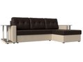Угловой диван-кровать Даллас коричневого цвета (экокожа)