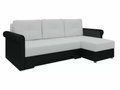 Угловой диван-кровать Леон бело-черного цвета (экокожа)