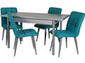Обеденная группа из стола и четырех стульев цвета аквамарин