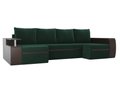 Угловой диван-кровать Майами коричнево-зеленого цвета (ткань/экокожа)