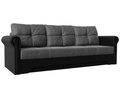 Прямой диван-кровать Европа серо-черного цвета (ткань/экокожа)
