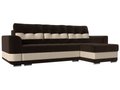 Угловой диван-кровать Честер коричневого цвета (ткань\экокожа)