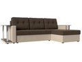 Угловой диван-кровать Даллас коричневого цвета (ткань\экокожа)
