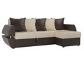 Угловой диван-кровать Атлантида коричнево-бежевого цвета (экокожа)