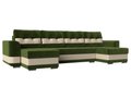 Угловой диван-кровать Честер зеленого цвета (ткань\экокожа)