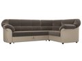 Угловой диван-кровать Карнелла бежево-коричневого цвета (ткань\экокожа)