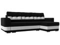 Угловой диван-кровать Честер черного цвета (ткань\экокожа)