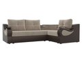 Угловой диван-кровать Митчелл коричнево-бежевого цвета (ткань\экокожа)
