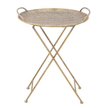 Кофейный столик-поднос из металла золотого цвета