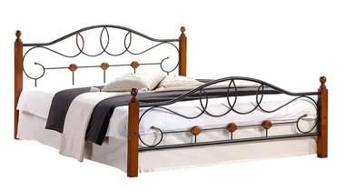 Кровать металлическая 180х200 черно-коричневого цвета