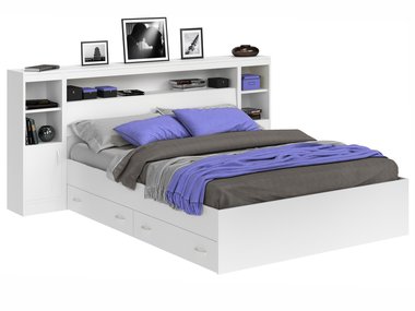 Кровать Виктория 140х200 с ящиками белого цвета