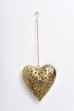 Декоративное подвесное сердце из металла бронзового цвета