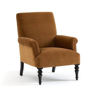 Кресло из велюра Diane коричневого цвета