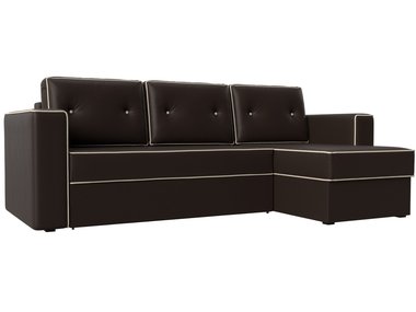 Угловой диван-кровать Принстон коричневого цвета (экокожа)