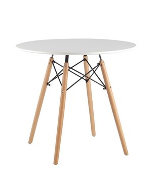 Дизайнерский стол белого цвета с ножками из массива бука D80