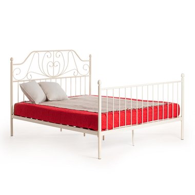 Кровать металлическая Wood slat base 160х299 бежевого цвета