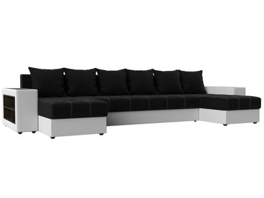Уловой диван-кровать Дубай черного цвета (ткань\экокожа)