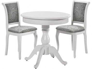 Обеденная группа из стола и двух стульев бело-серого цвета