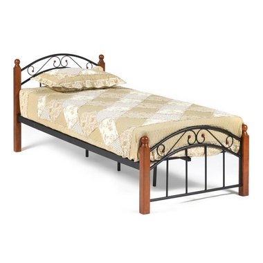 Кровать металлическая Wood slat base 90х200 коричневого цвета