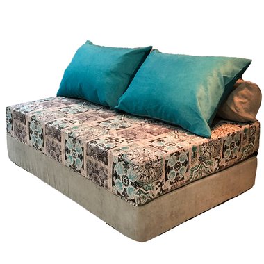 Бескаркасный диван-кровать Puzzle Bag Сиена Мята XL серого цвета