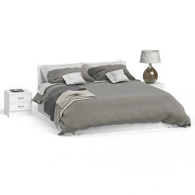 Кровать с двумя тумбами Ручеёк 160х200 белого цвета