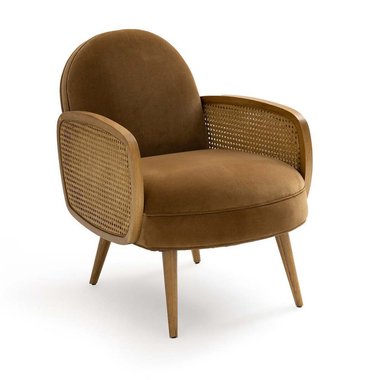 Кресло Buisseau с велюровой и плетеной отделкой коричневого цвета