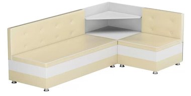 Угловой диван Милан бежево-белого цвета (экокожа)
