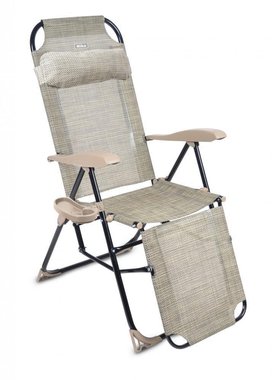 Кресло -шезлонг с полкой серого цвета
