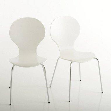 Комплект из двух стульев с выгнутыми спинками Janik белого цвета