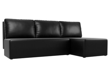 Угловой диван-кровать Поло черного цвета (экокожа)