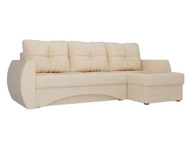 Угловой диван-кровать Сатурн  бежевого цвета (экокожа)