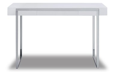 Письменный стол белого цвета с выдвижным ящиком 