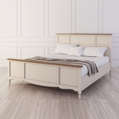 Кровать двуспальная  Leblanc c изножьем бежевого цвета