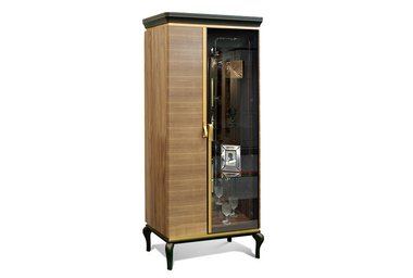 Шкаф с витриной правый Мадлен черно-коричневого цвета с декором