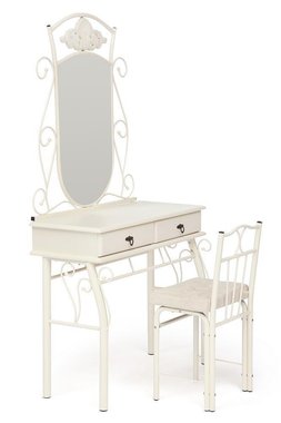 Столик туалетный с зеркалом и стулом Canzona белого цвета