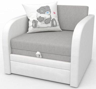 Детский диван-кровать Малыш бело-серого цвета