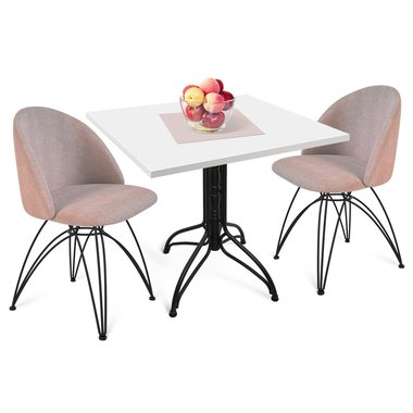 Обеденная группа из стола и двух стульев бежевого цвета 