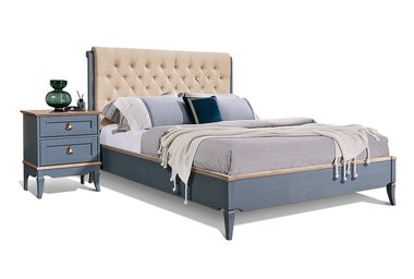 Кровать Стюарт 160х200 серо-синего цвета