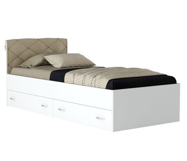 Кровать Виктория 90х200 белого цвета с ящиками