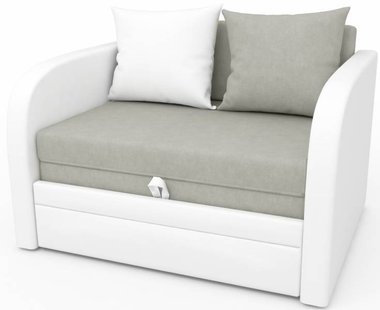 Детский диван-кровать Малыш бело-серого цвета