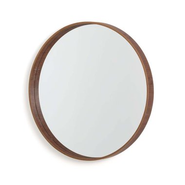Зеркало настенное круглое из орехового дерева Alaria коричневого цвета