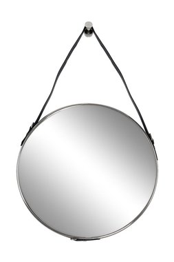 Настенное зеркало в металлической раме на подвесе 