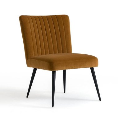 Кресло винтажное велюровое Ronda коричневого цвета