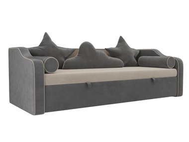 Прямой диван-кровать Рико серо-бежевого цвета